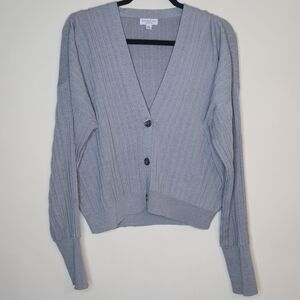 Current Air Light Gray Ribbed Cardigan